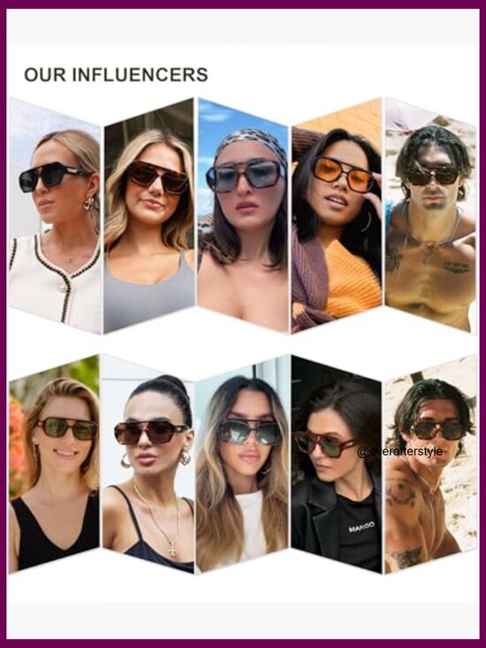 Polarized Aviator Sunglasses with Hexagonal Square Design main image 5